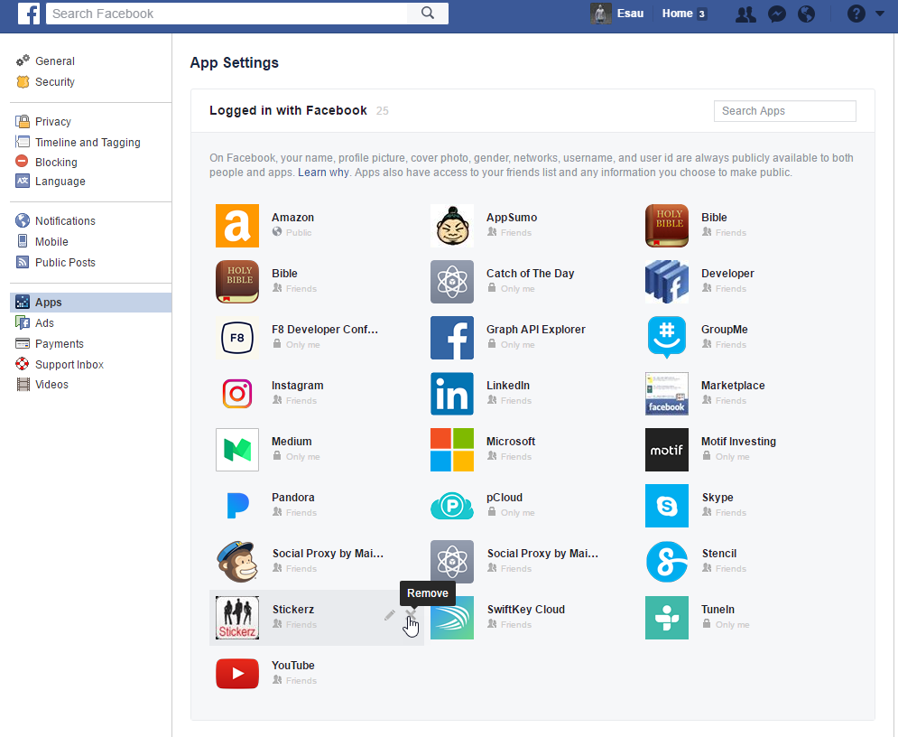 Facebook Connected Apps