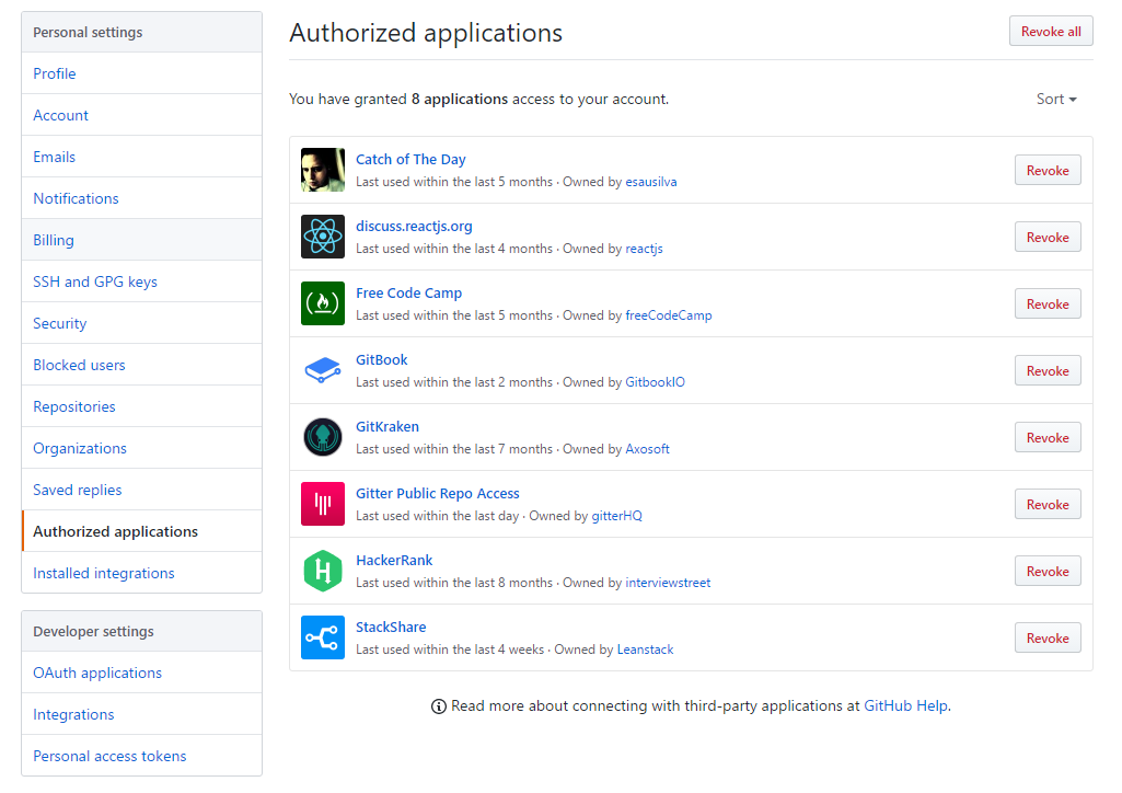 GitHub Connected Apps