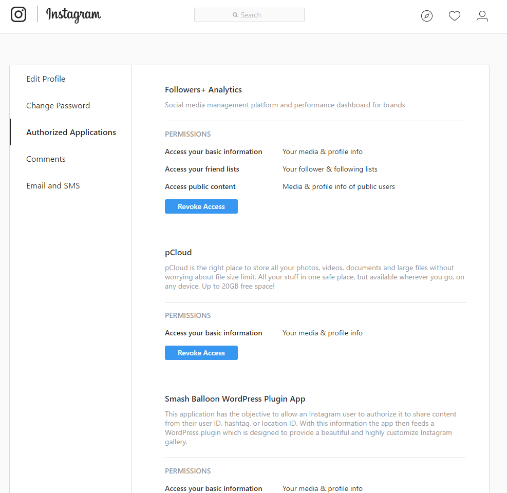 Instagram Connected Apps