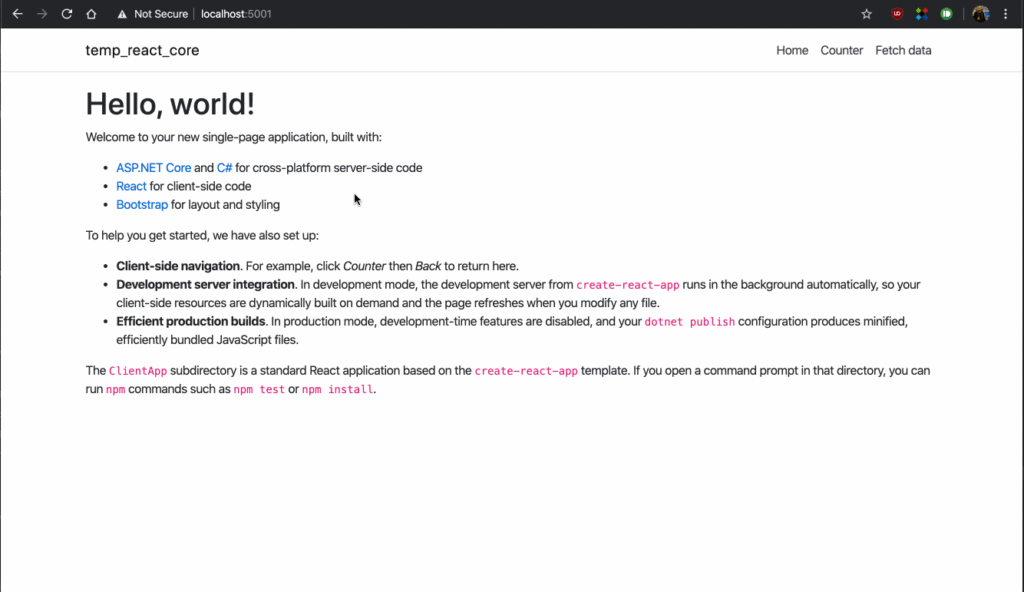 Client React App - Home
