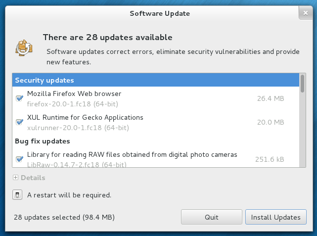 Software Update Window